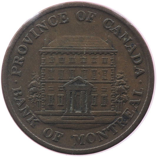 PC-1B5 1844 Province of Canada Bank of Montreal Half Penny Token Very Fine (VF20)