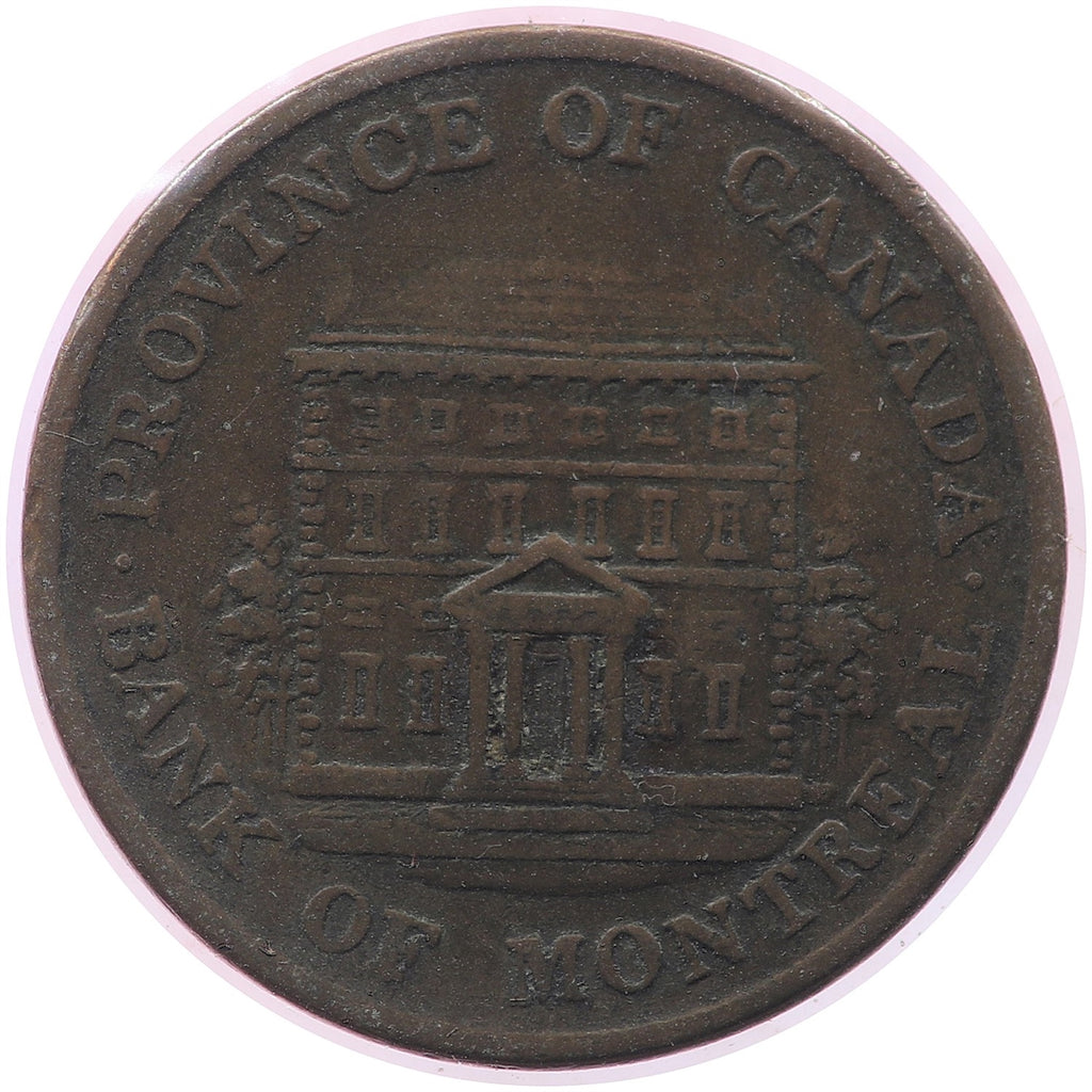 PC-1B6 1844 Province of Canada Half Penny Bank Token, VG-F (VG10)
