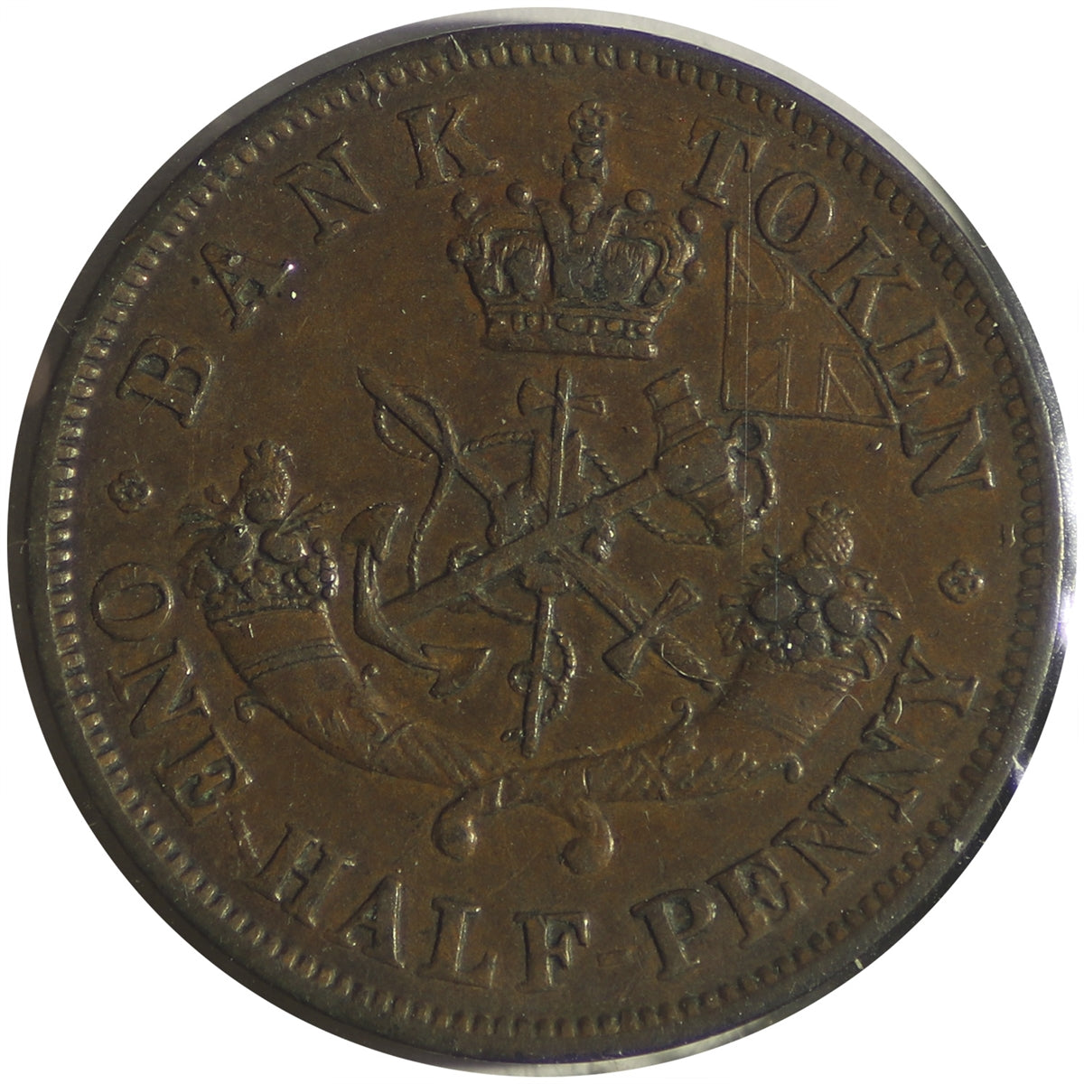 PC-5D 1857 Province of Canada, Bank of Upper Canada Half Penny Token VF-EF (VF30)