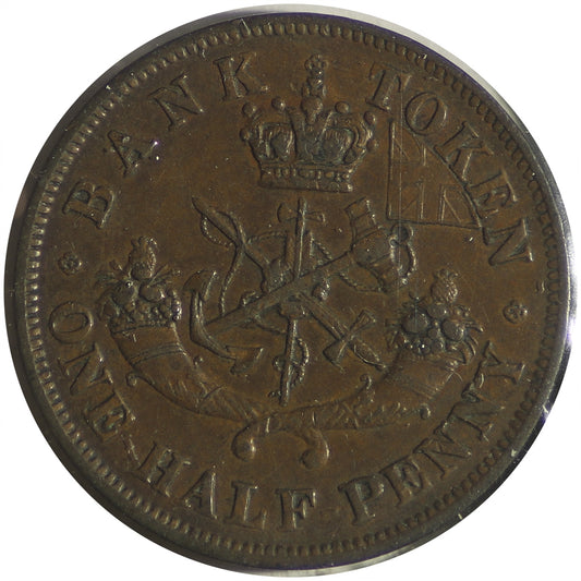 PC-5D 1857 Province of Canada Bank of Upper Canada Half Penny Token VF-EF (VF30)
