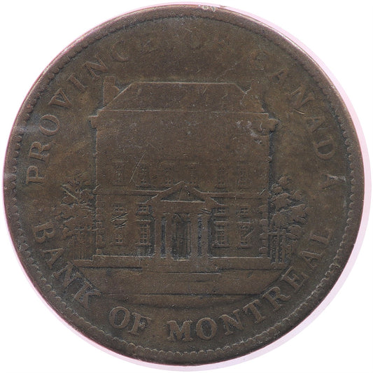 PC-2B 1842 Province of Canada Bank of Montreal Penny Token Very Good (VG8)