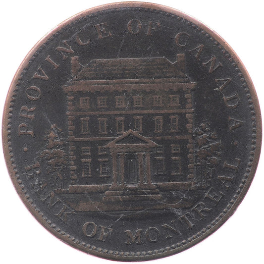 PC-2B 1842 Province of Canada Bank of Montreal Penny Token Very Fine (VF20)