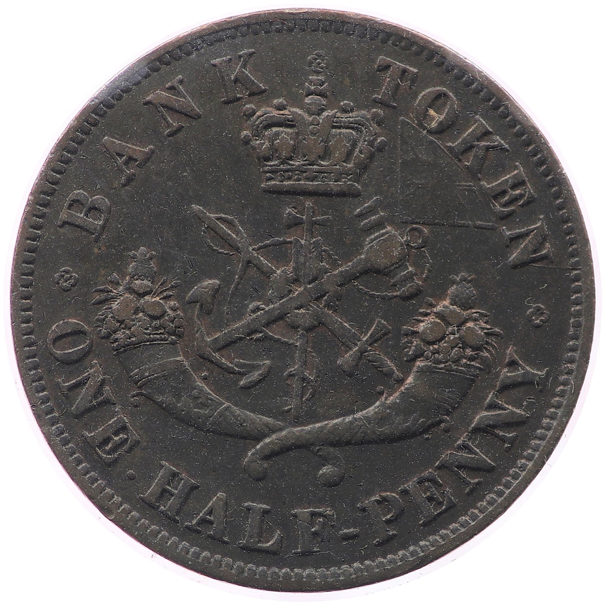 NS-1A1 1823 Nova Scotia Thistle Half Penny Bank Token, Good (G4)