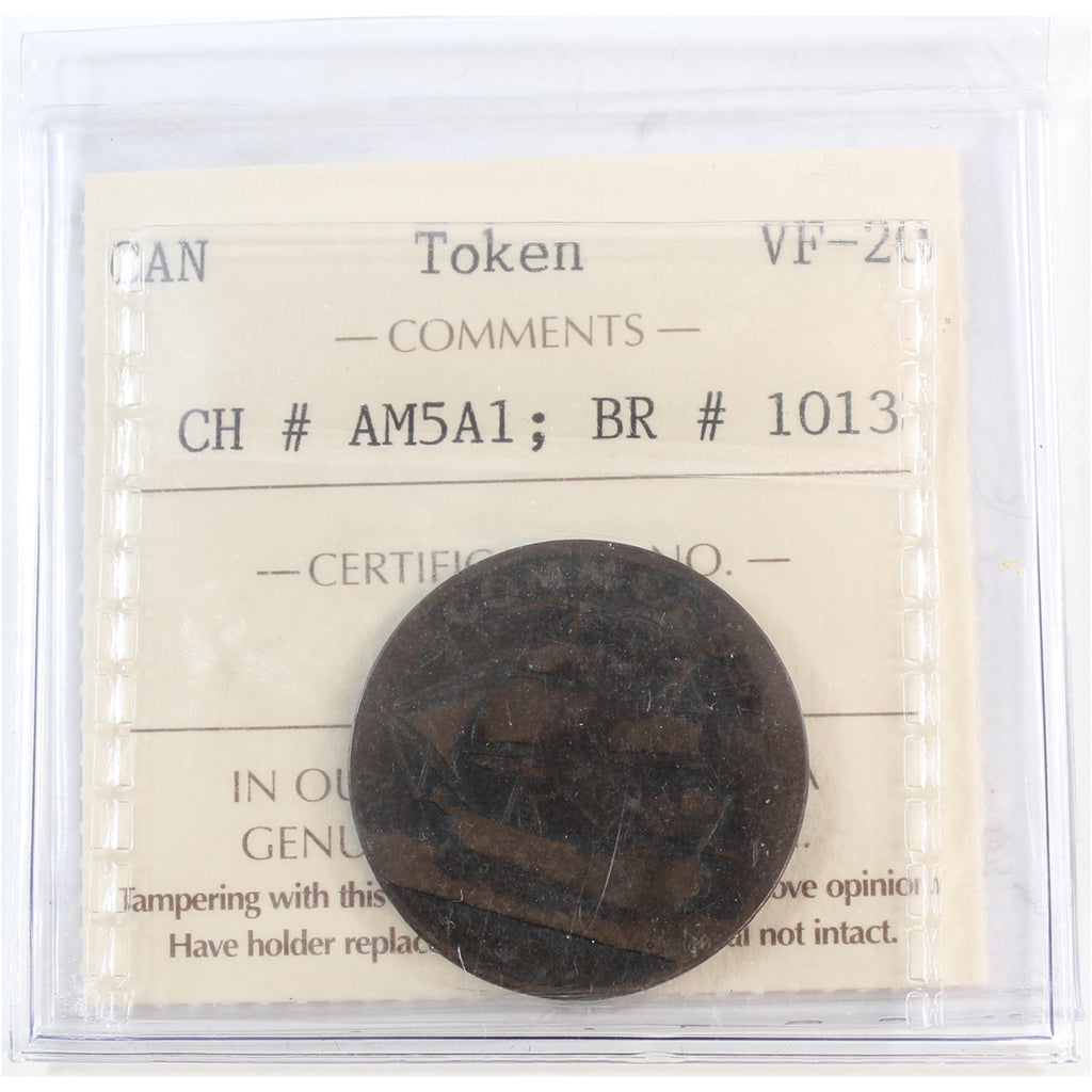 NS-1A1 1823 Nova Scotia Thistle Half Penny Bank Token, VF-EF (VF30)  $