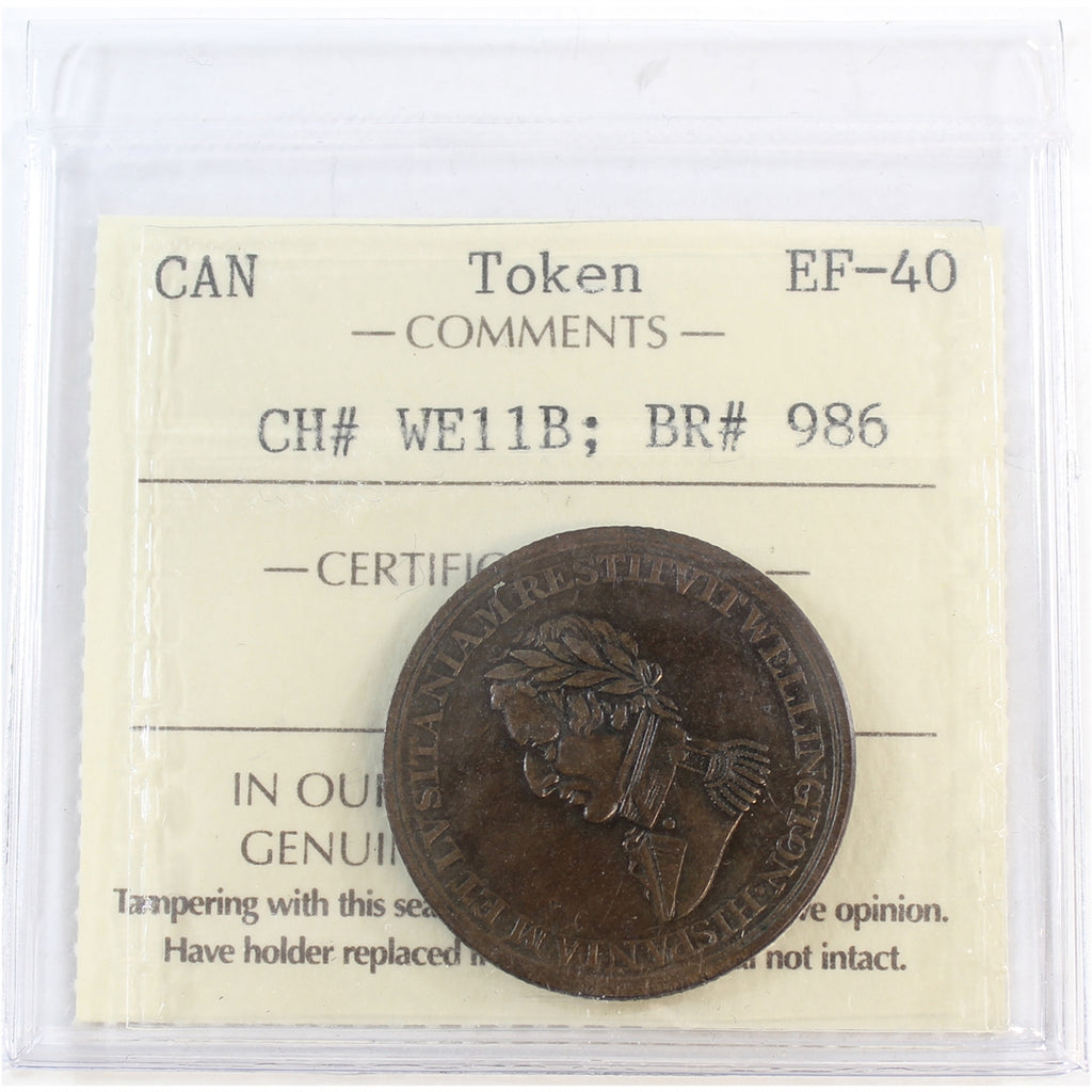 WE-11B Wellington Cuidad Rodrigo Halfpenny Token Wellington ICCS Cert. EF40 BR #986