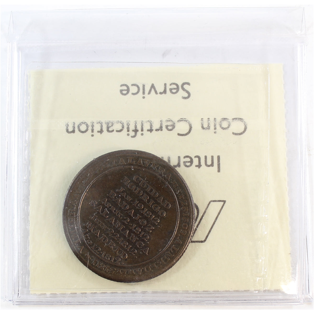 WE-11B Wellington Cuidad Rodrigo Halfpenny Token Wellington ICCS Cert. EF40 BR #986