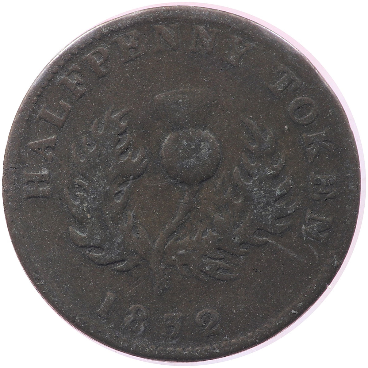 NS-1D3 1832 Nova Scotia George IV Thistle Half Penny Token VG-F (VG10)