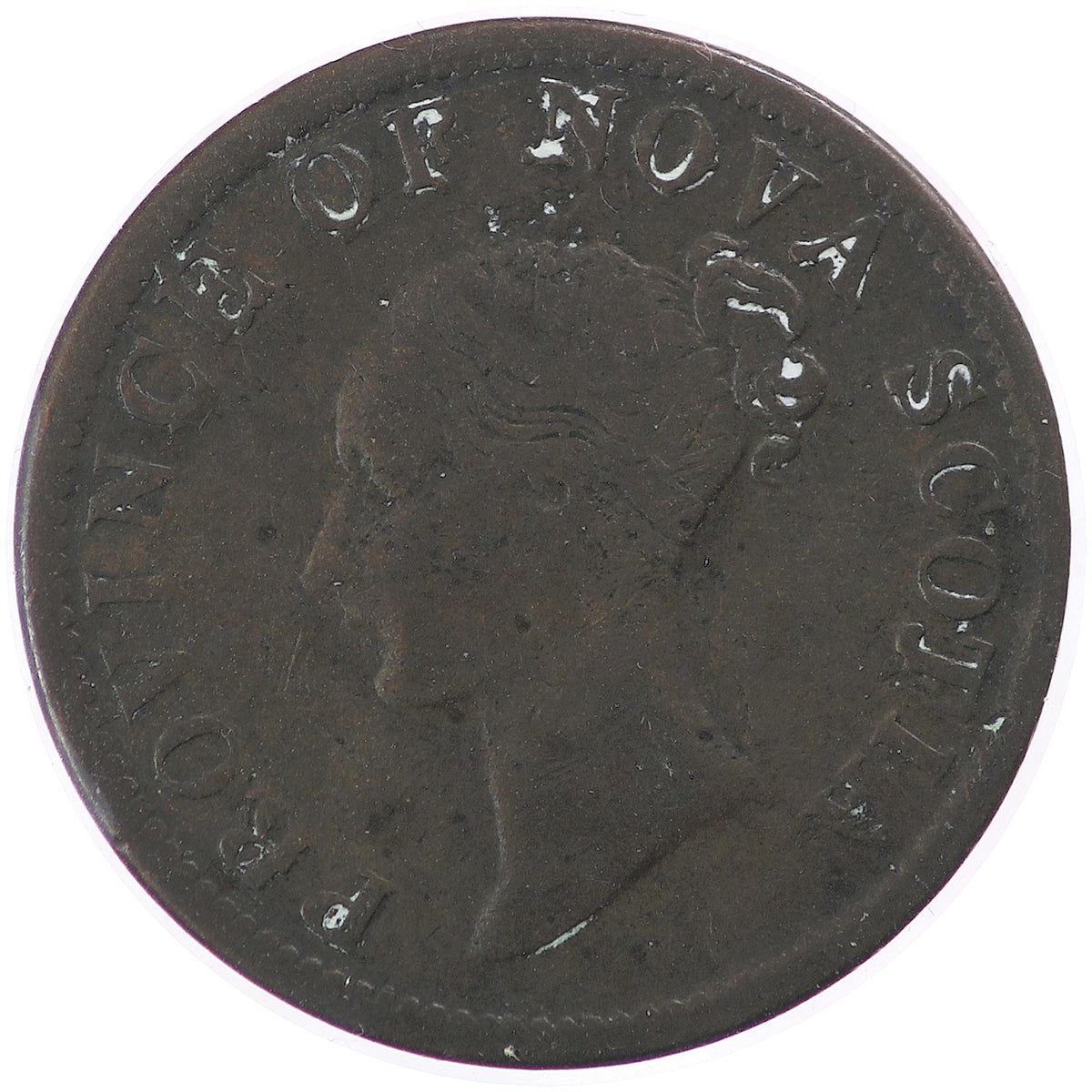 NS-1E1 1840 Nova Scotia Thistle Half Penny Bank Token, Fine (F12) $