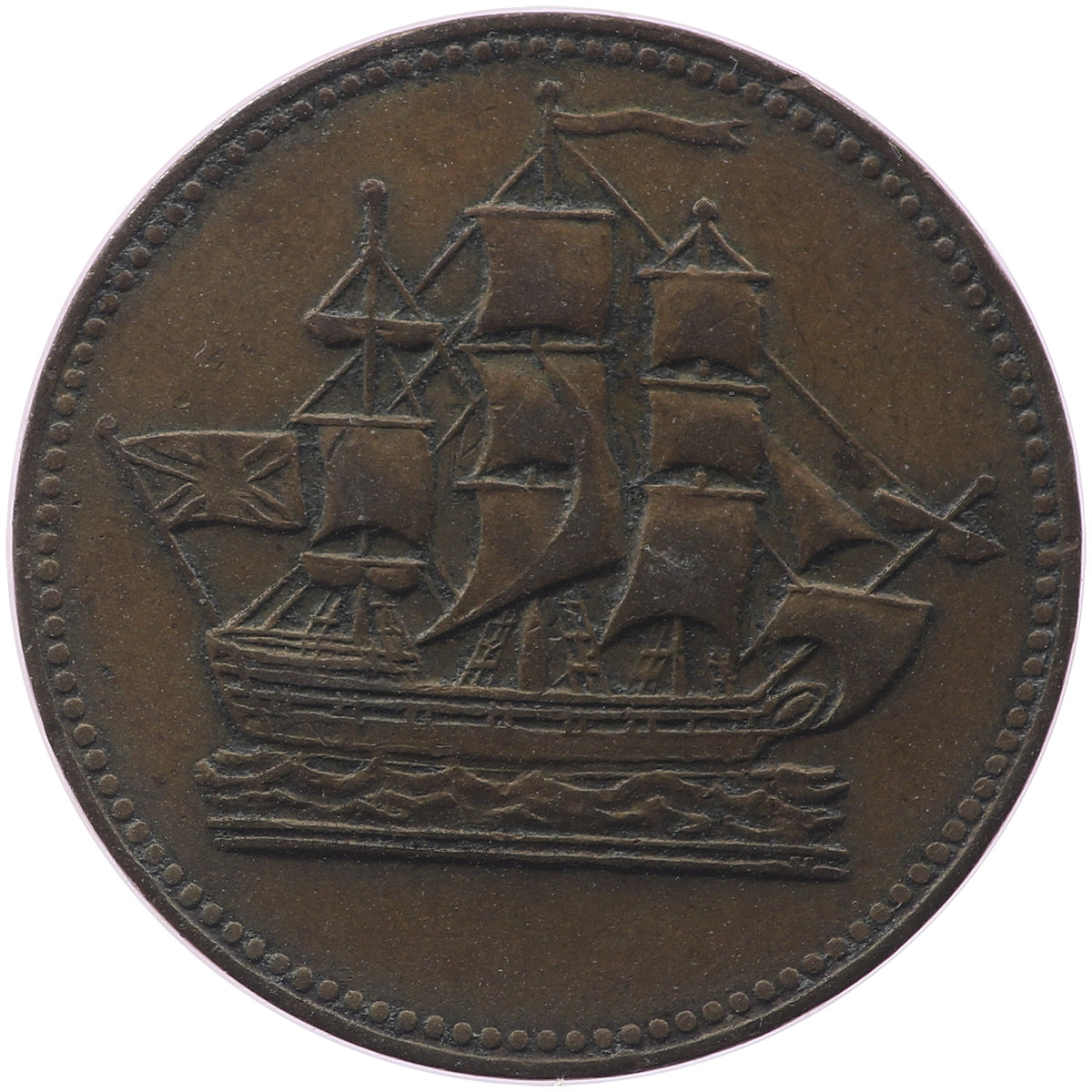 PE-10-29 No Date (1835) PEI Ships Colonies & Commerce Bank Token Very Fine (VF20)