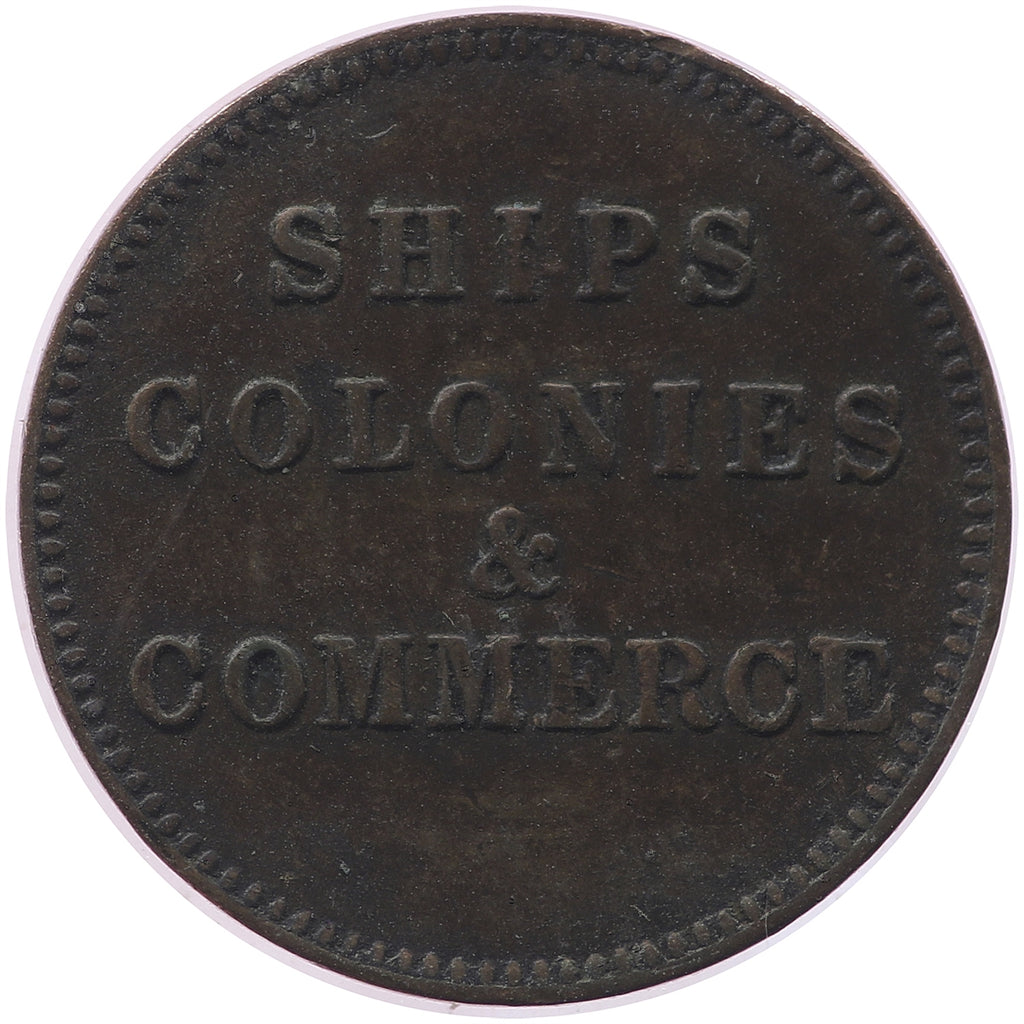 PE-10-30 No Date (1835) PEI Ships Colonies & Commerce Bank Token, VF-EF (VF30)