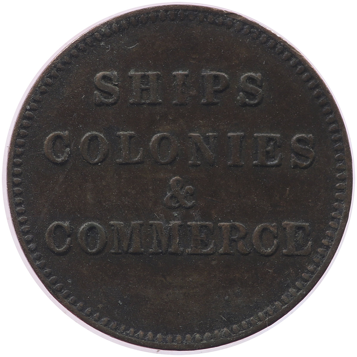 PE-10-30 No Date (1835) PEI Ships Colonies & Commerce Bank Token, VF-EF (VF30)