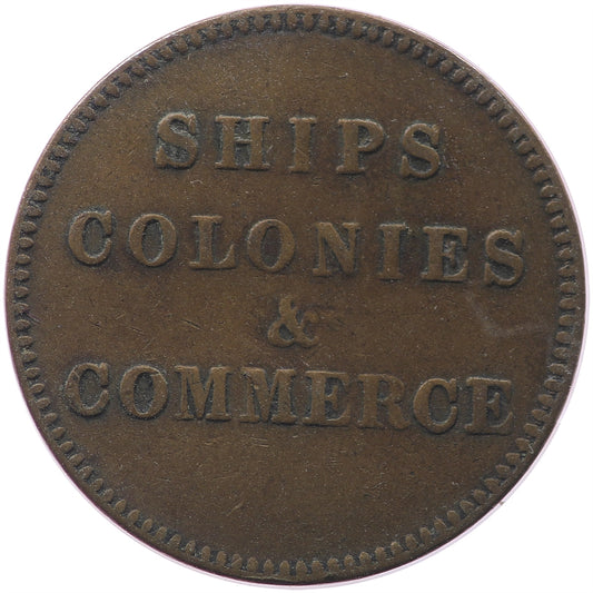 PE-10-30 No Date (1835) PEI Ships Colonies & Commerce Bank Token Very Fine (VF-20)