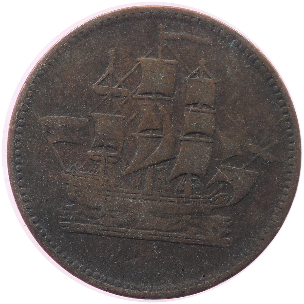 PE-10-38 No Date PEI Ships Colonies & Commerce Bank Token, VG-F (VG10)