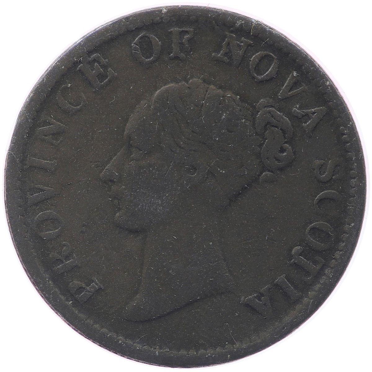 NS-1E2 1840 Nova Scotia Victoria Thistle Half Penny Token F-VF (F15)