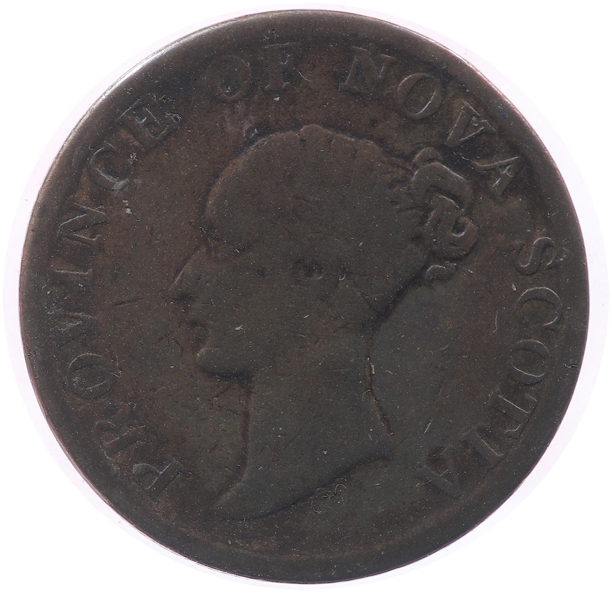 NS-1F2 1843 Nova Scotia Thistle Half Penny Bank Token, VG-F (VG10)