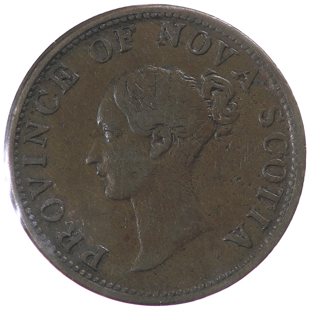 NS-1E4 1840 Nova Scotia Victoria Thistle Half Penny Token Very Fine (VF20) $