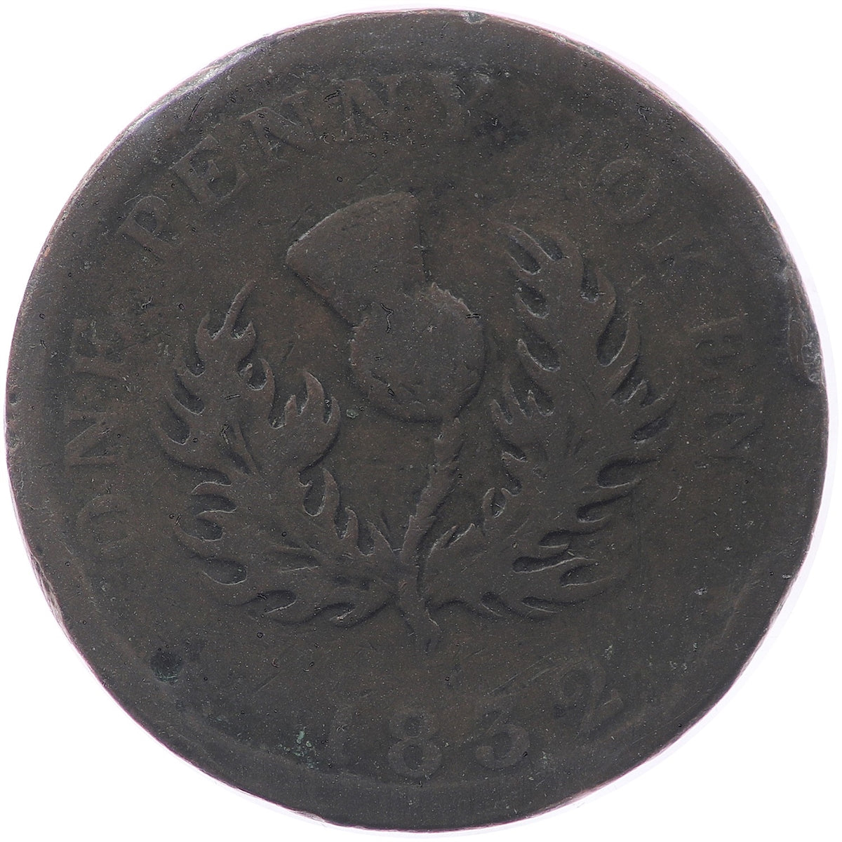 NS-2B1 1832 Nova Scotia George IV Thistle Penny Token G-VG (G6)