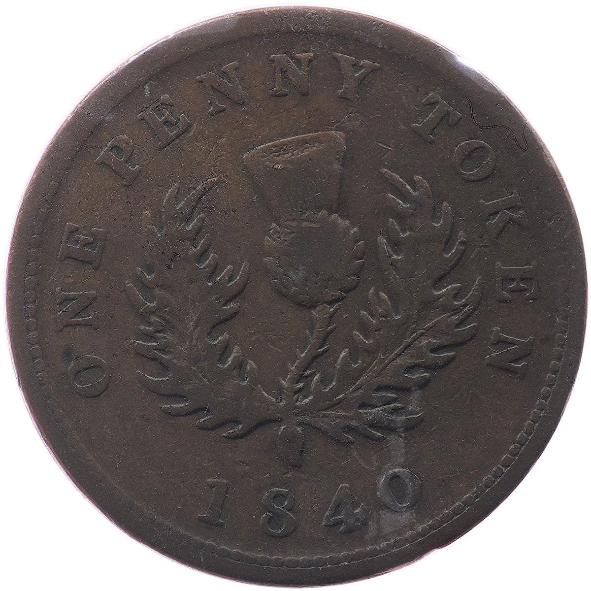NS-2C1 1840 Nova Scotia Victoria Thistle Penny Token Very Fine (VF30)