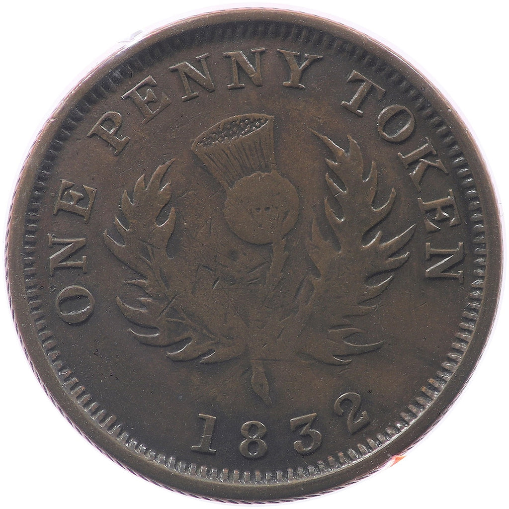 NS-4A2 1832 Nova Scotia Thistle Penny Bank Token, F-VF (F15)