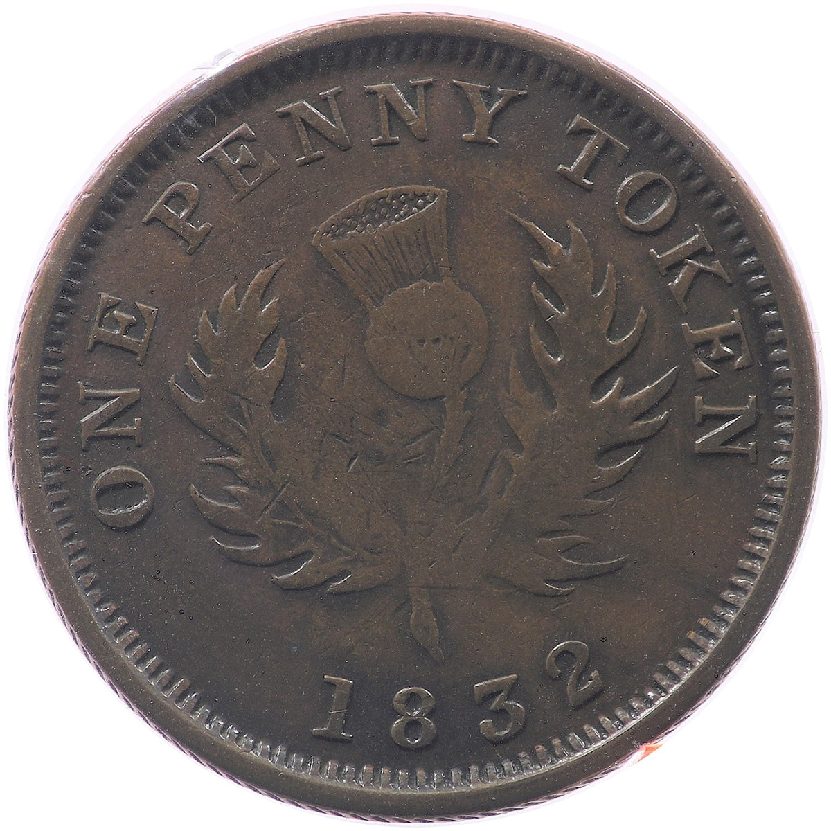 NS-4A2 1832 Nova Scotia Thistle Penny Bank Token, F-VF (F15)