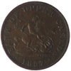 PC-5D 1857 Province of Canada, Bank of Upper Canada Half Penny Token Almost Uncirculated (AU50) $