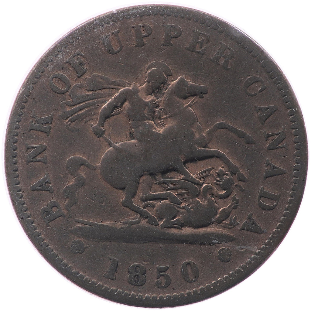 PC-6A1 1850 Province of Canada, Bank of Upper Canada Penny Token G-VG (G6)
