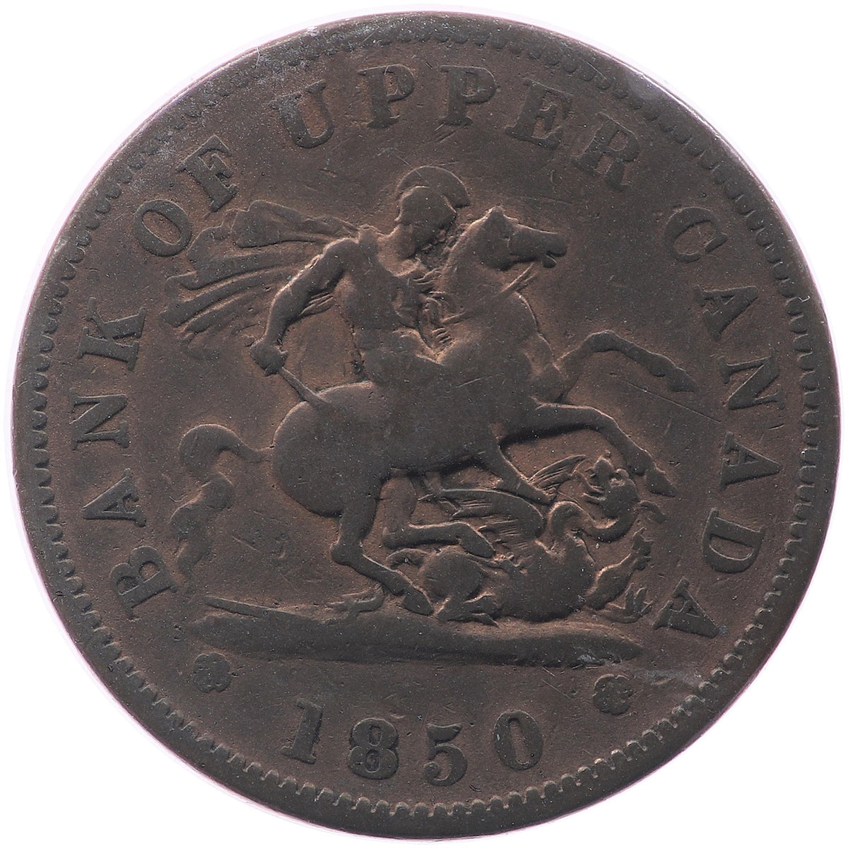 PC-6A1 1850 Province of Canada, Bank of Upper Canada Penny Token G-VG (G6)
