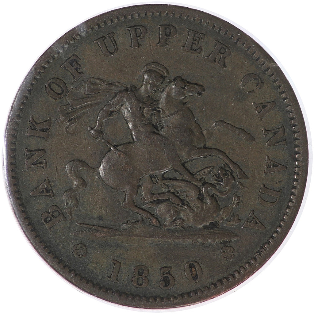 PC-6A1 1850 Province of Canada, Bank of Upper Canada Penny Token F-VF (F15)