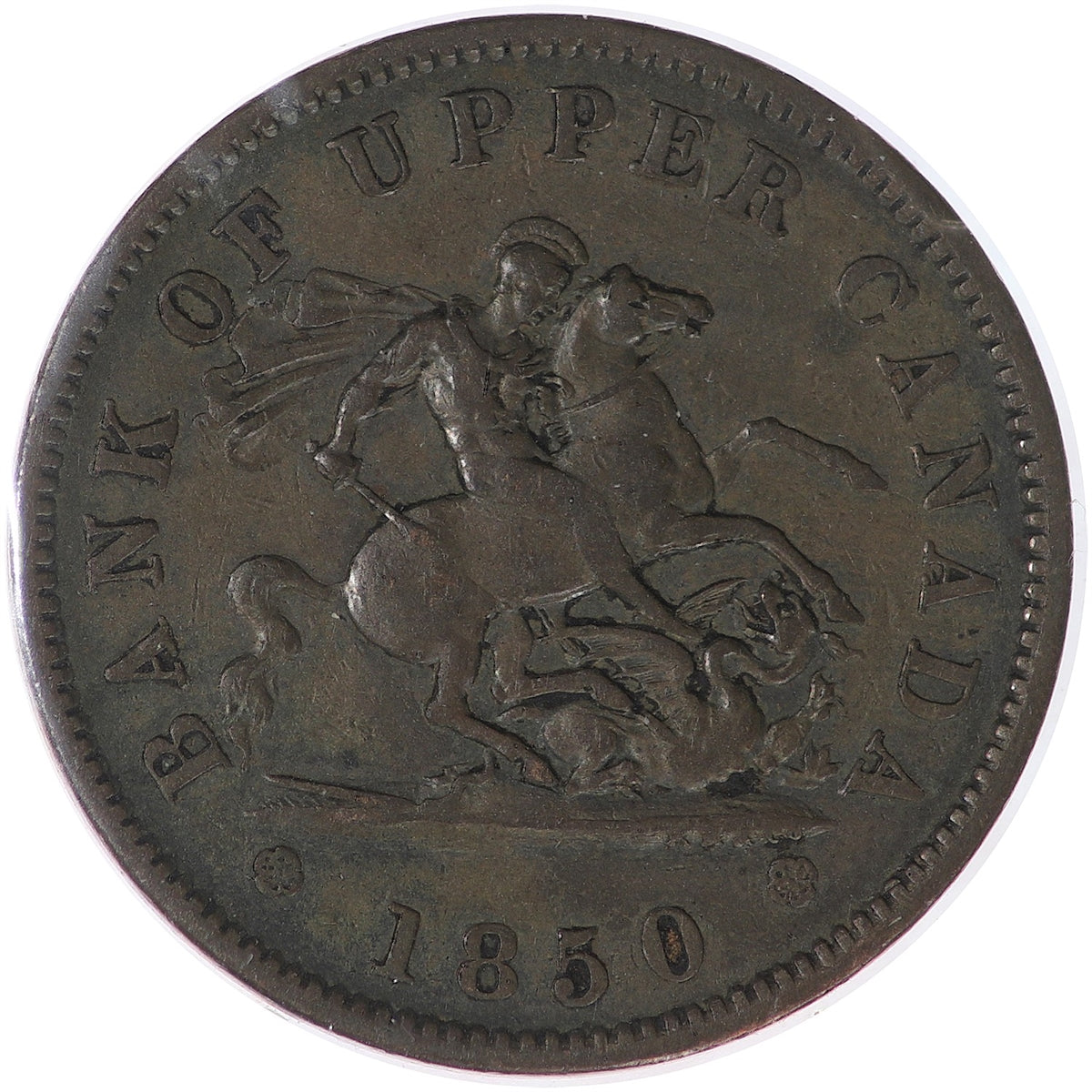 PC-6A1 1850 Province of Canada, Bank of Upper Canada Penny Token F-VF (F15)