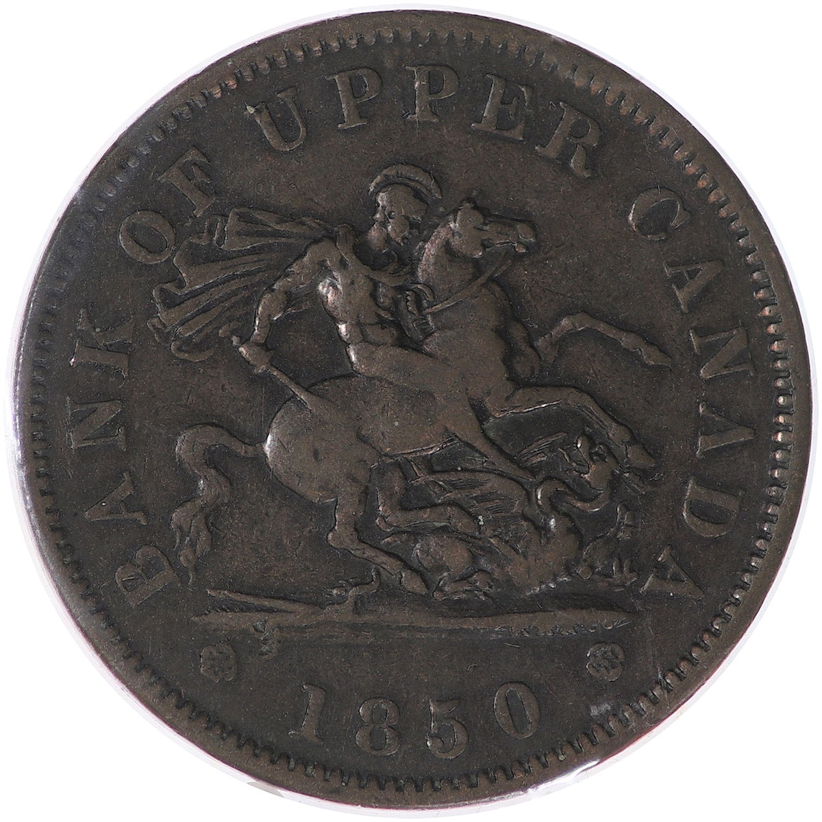 PC-6A1 1850 Province of Canada, Bank of Upper Canada Penny Token Very Fine (VF20)