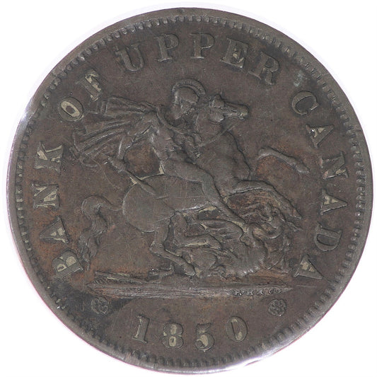 PC-6A1 1850 Province of Canada, Bank of Upper Canada Penny Token Extra Fine (EF40)