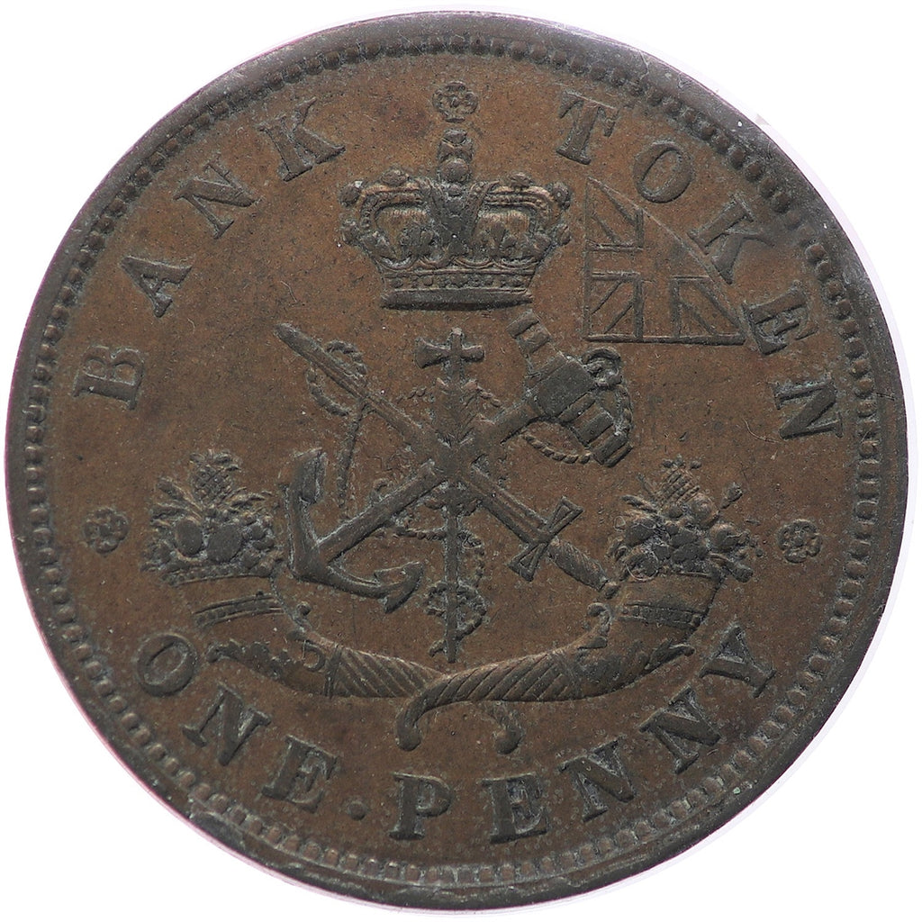 PC-6A1 1850 Province of Canada, Bank of Upper Canada Penny Token EF-AU (EF45) $