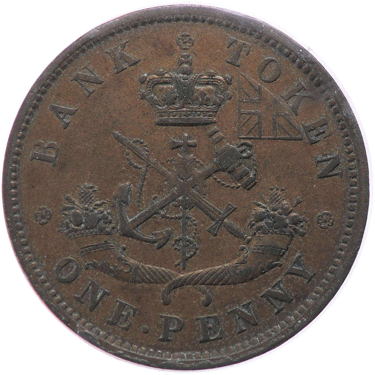PC-6A1 1850 Province of Canada, Bank of Upper Canada Penny Token EF-AU (EF45) $
