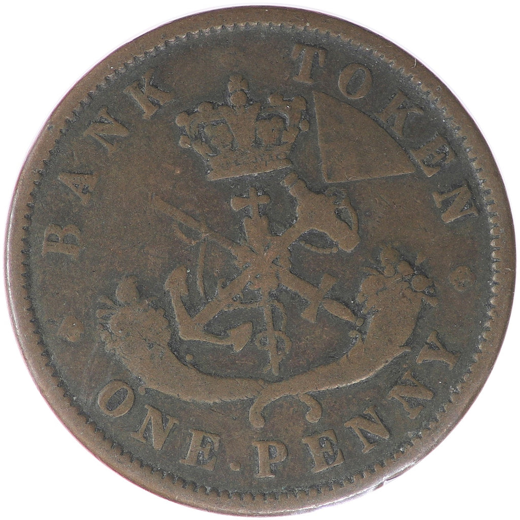 PC-6B2 1852 Province of Canada, Bank of Upper Canada Penny Token Very Good (VG8)
