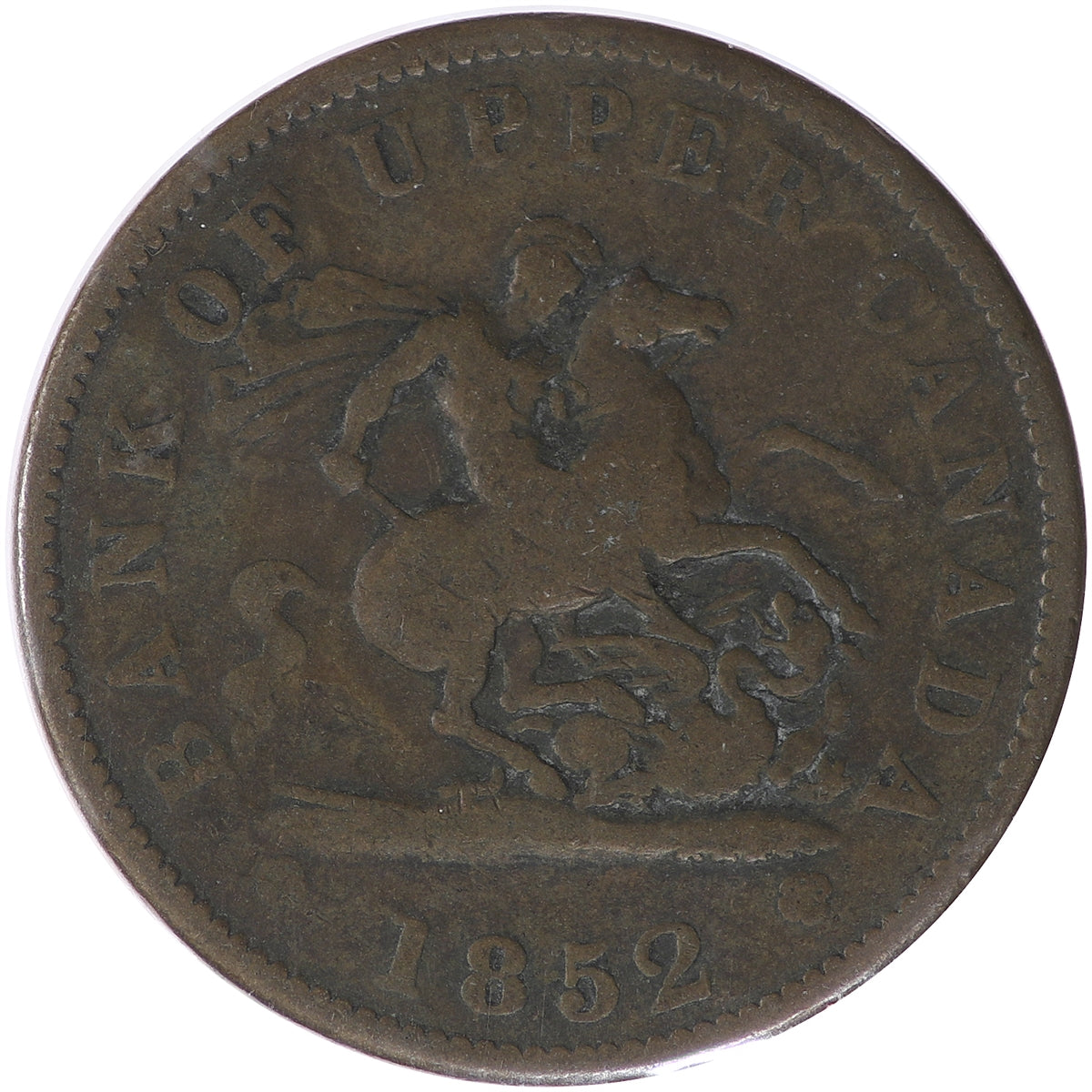 PC-6B2 1852 Province of Canada, Bank of Upper Canada Penny Token Very Good (VG8)