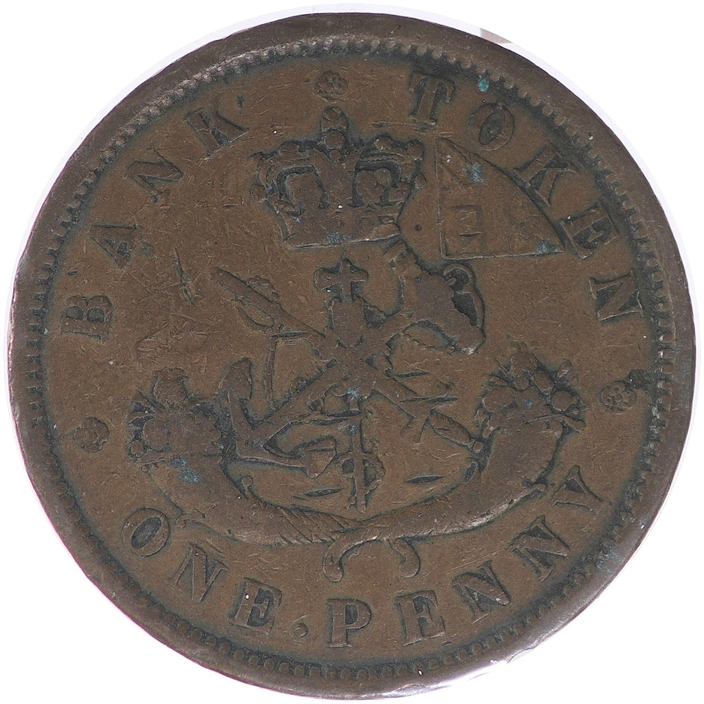 PC-6B2 1852 Province of Canada, Bank of Upper Canada Penny Token Fine (F12)