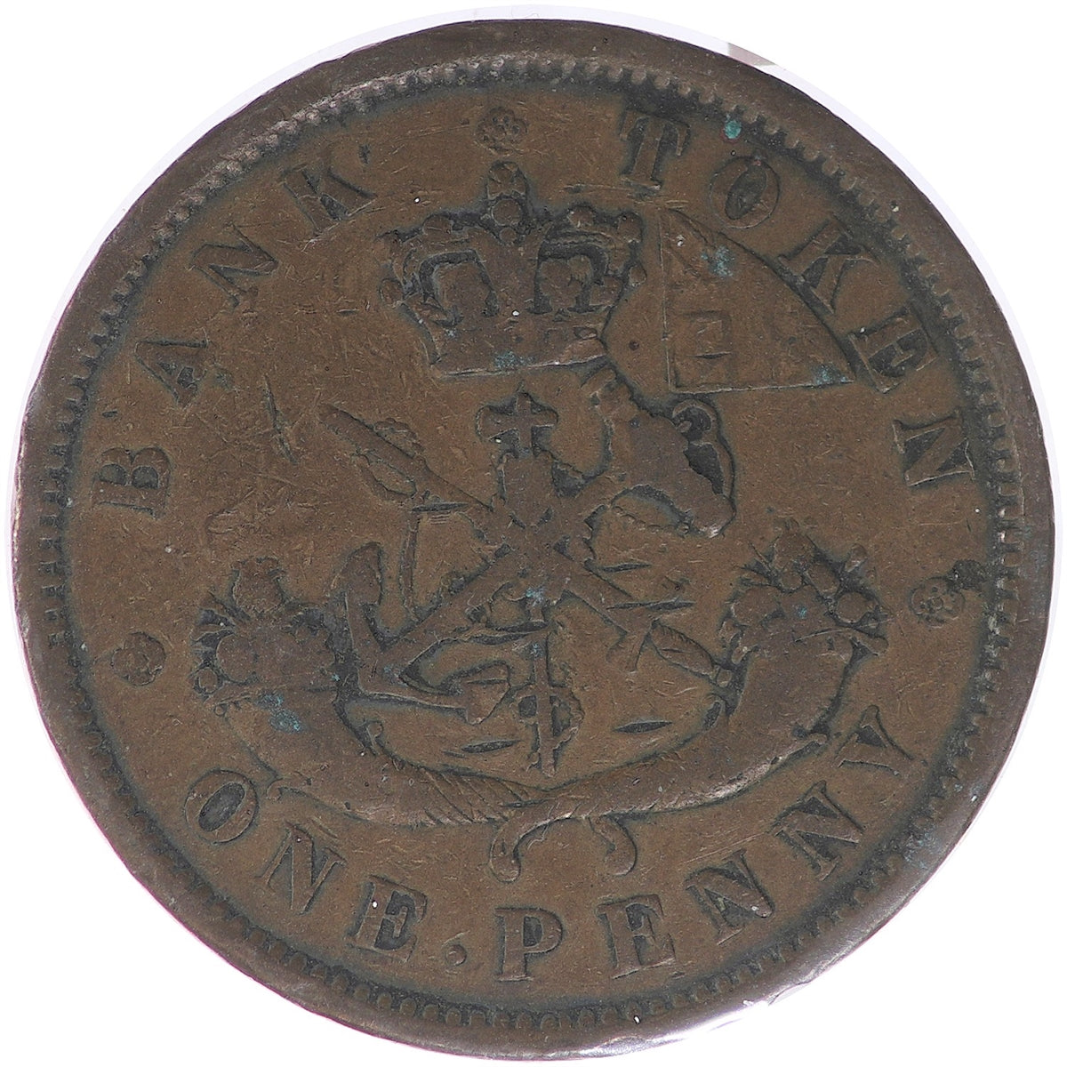 PC-6B2 1852 Province of Canada, Bank of Upper Canada Penny Token Fine (F12)