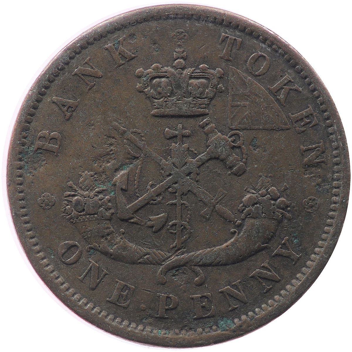 PC-6B2 1852 Province of Canada, Bank of Upper Canada Penny Token Very Fine (VF20)