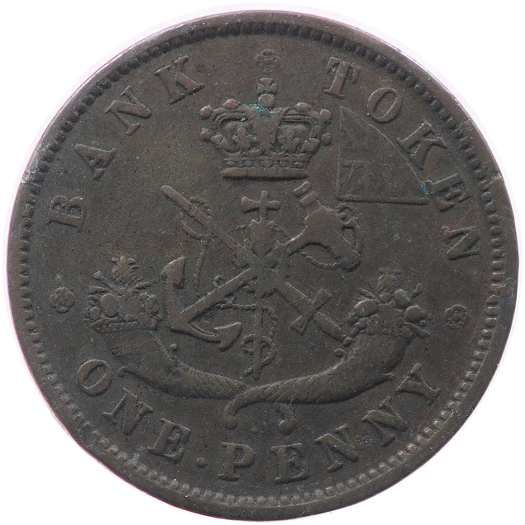 PC-6A2 1850 Province of Canada, Bank of Upper Canada Penny Token Very Fine (VF20)