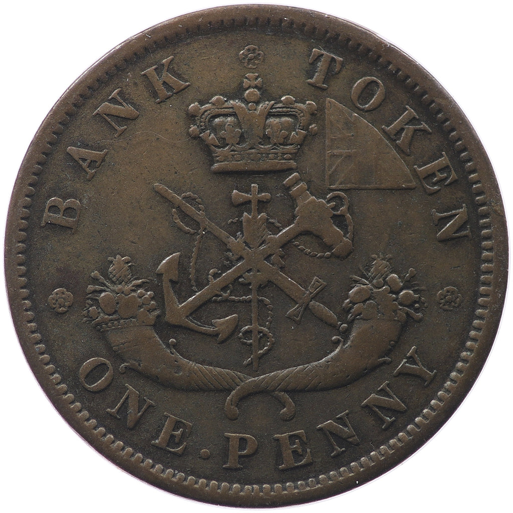 PC-6B3 1852 Province of Canada Penny Bank Token, F-VF (F15)