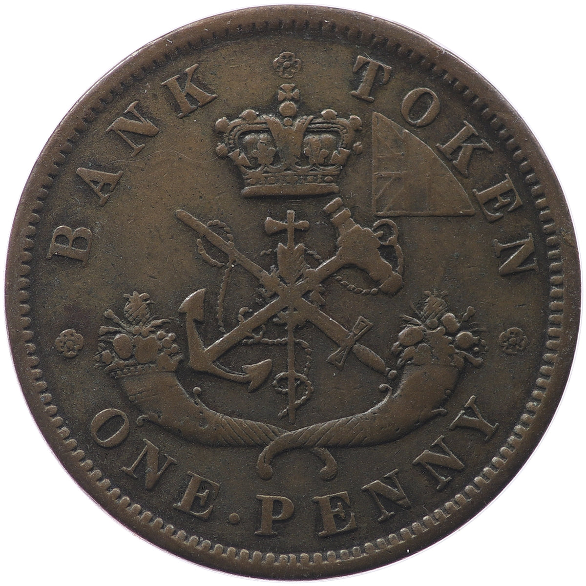 PC-6B3 1852 Province of Canada Penny Bank Token, F-VF (F15)