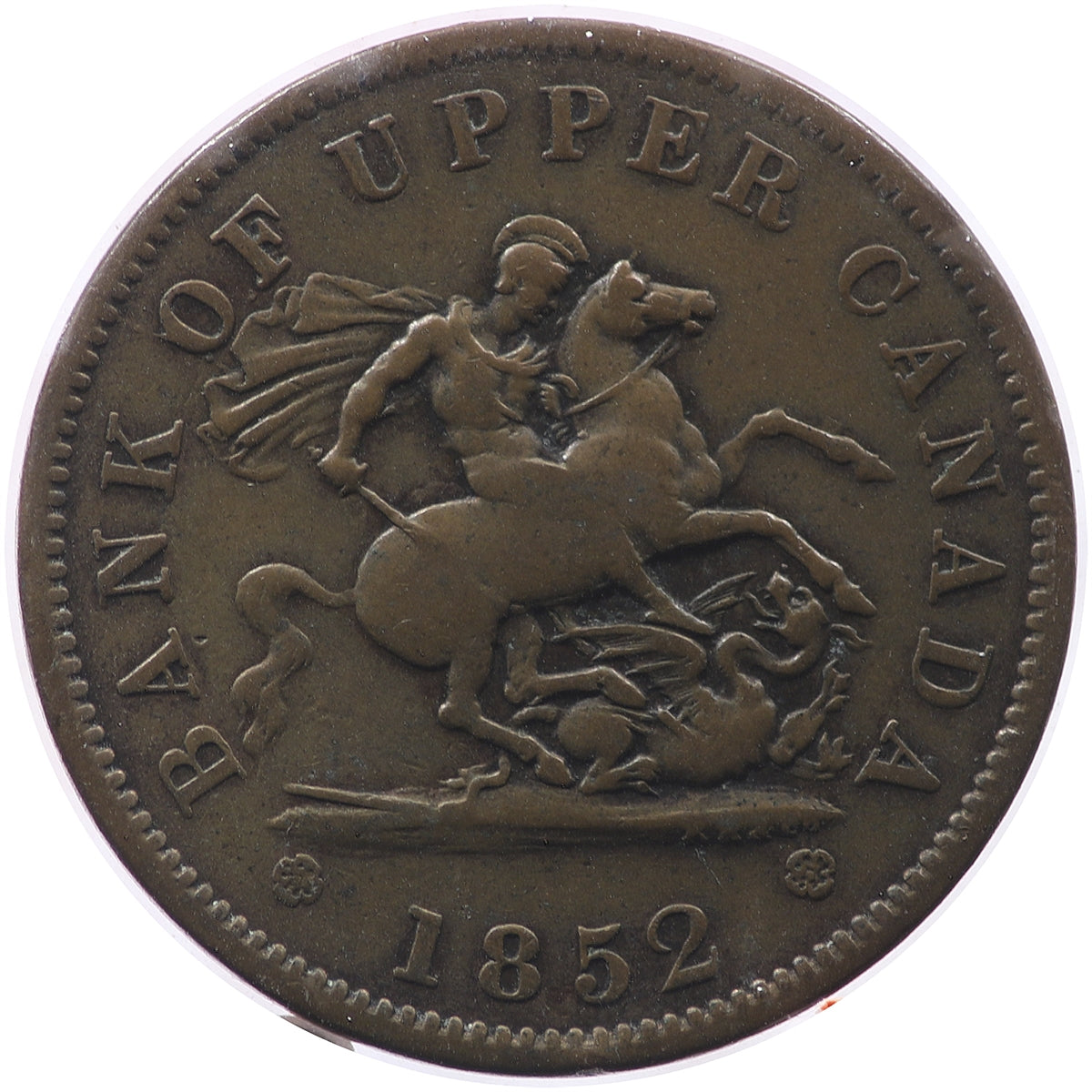 PC-6B3 1852 Province of Canada Penny Bank Token, F-VF (F15)