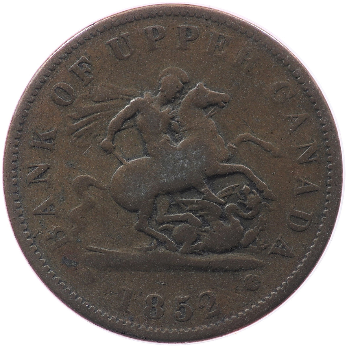 PC-6B4 1852 Province of Canada, Bank of Upper Canada Penny Token G-VG (G6)