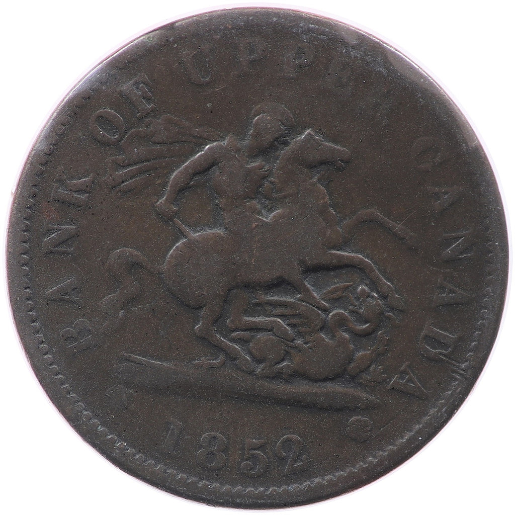PC-6B4 1852 Province of Canada, Bank of Upper Canada Penny Token Very Good (VG8)