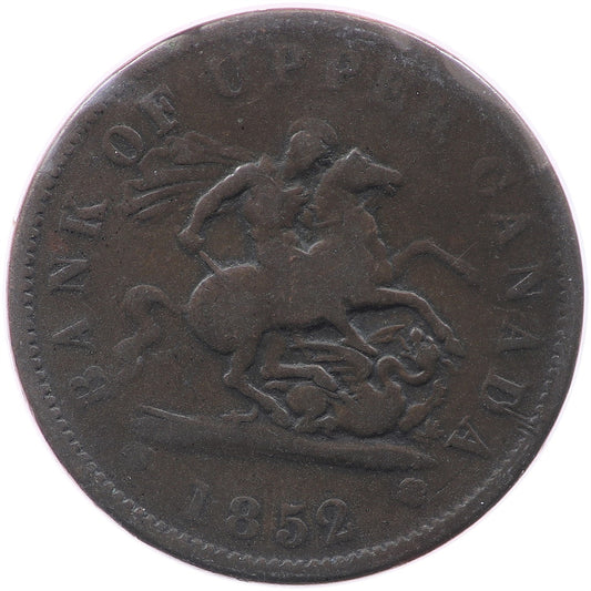 PC-6B4 1852 Province of Canada Bank of Upper Canada Penny Token Very Good (VG8)
