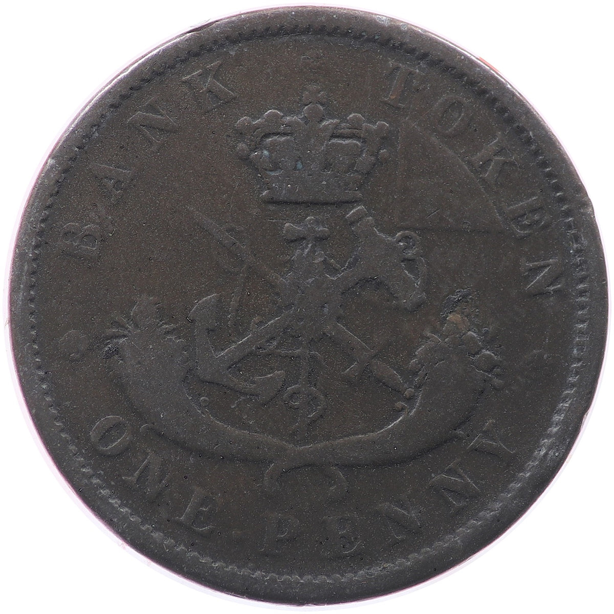 PC-6B4 1852 Province of Canada, Bank of Upper Canada Penny Token Very Good (VG8)