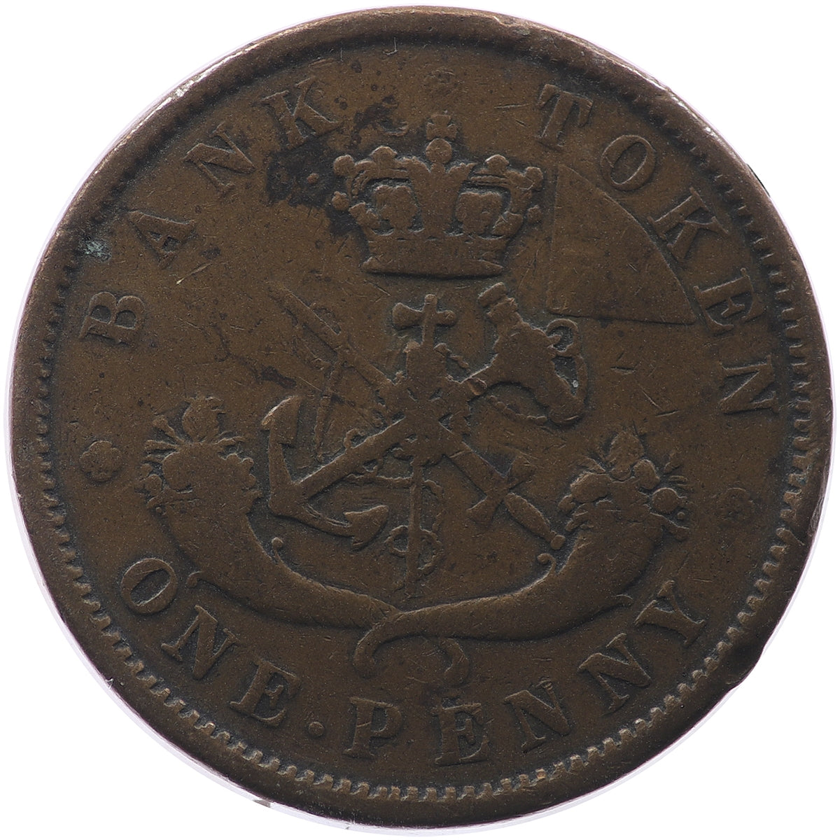 PC-6B4 1852 Province of Canada, Bank of Upper Canada Penny Token VG-F (VG10)