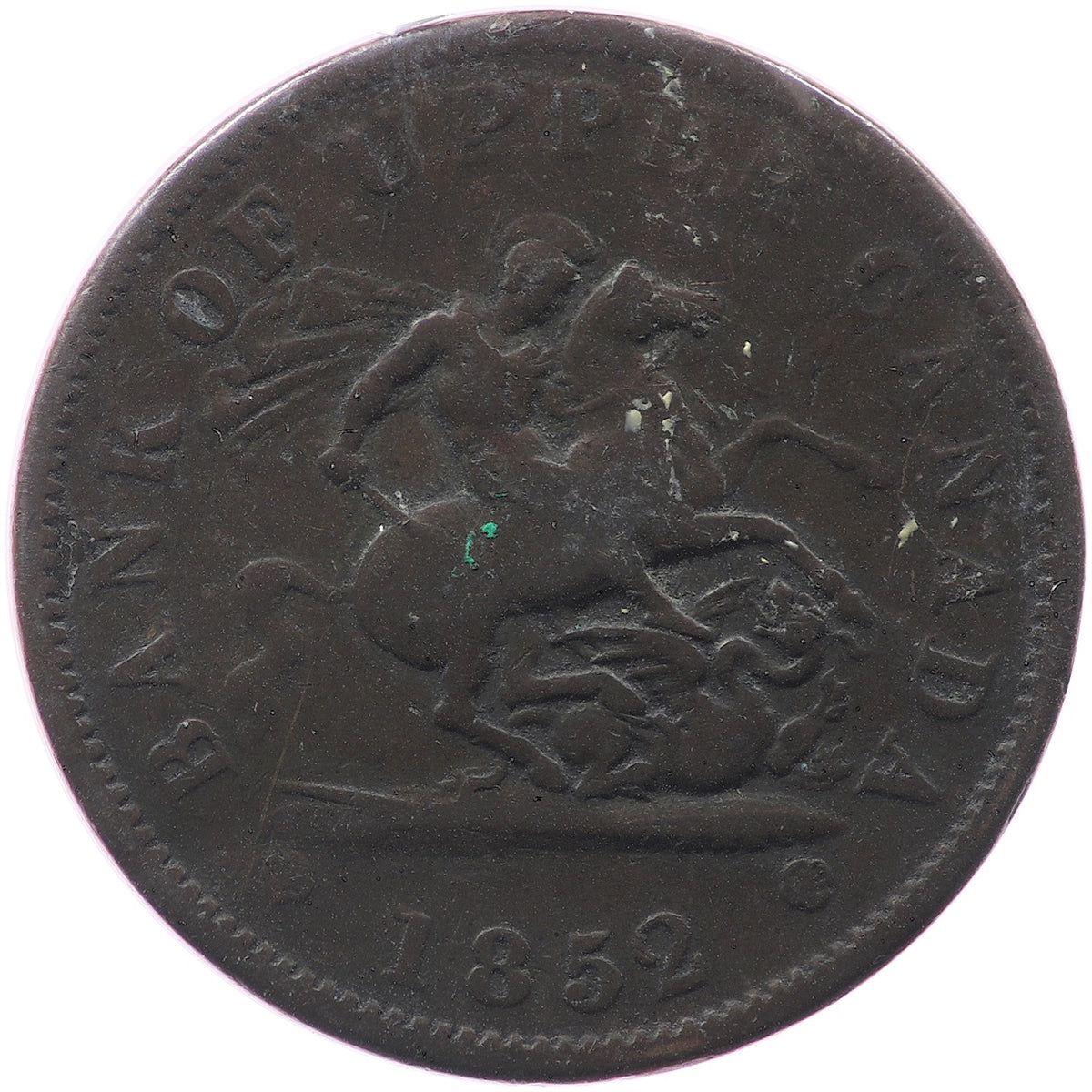 PC-6B4 1852 Province of Canada, Bank of Upper Canada Penny Token Fine (F12)