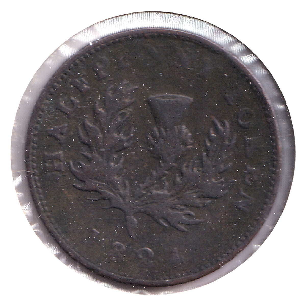 NS-1C1 1824 Nova Scotia Thistle, 1/2 Penny Bank Token, F-VF (F15) $