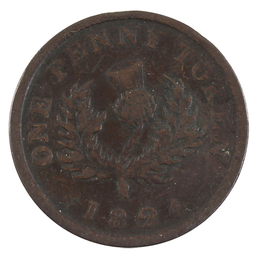 NS-2A2 1824 Nova Scotia Thistle Penny Bank Token, Fine (F12)
